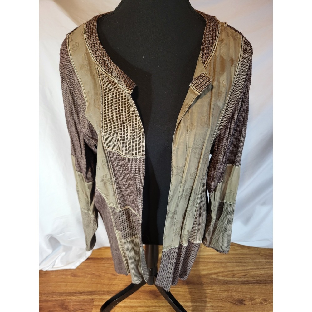 Alexandria Pierce cardigan Rayon Size M Patchwork Lagenlook Artsy